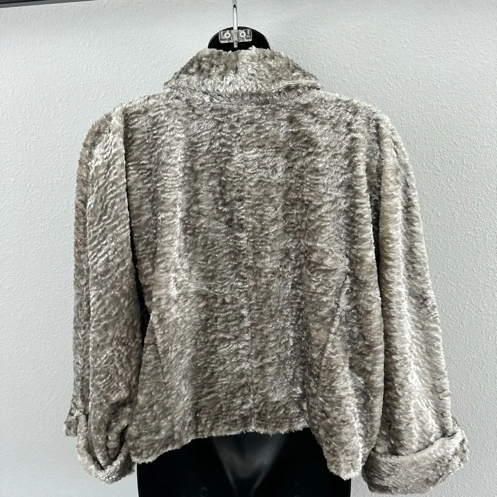 INC International Concepts Gray Faux Fur Varsity Jacket - Picture 9 of 11